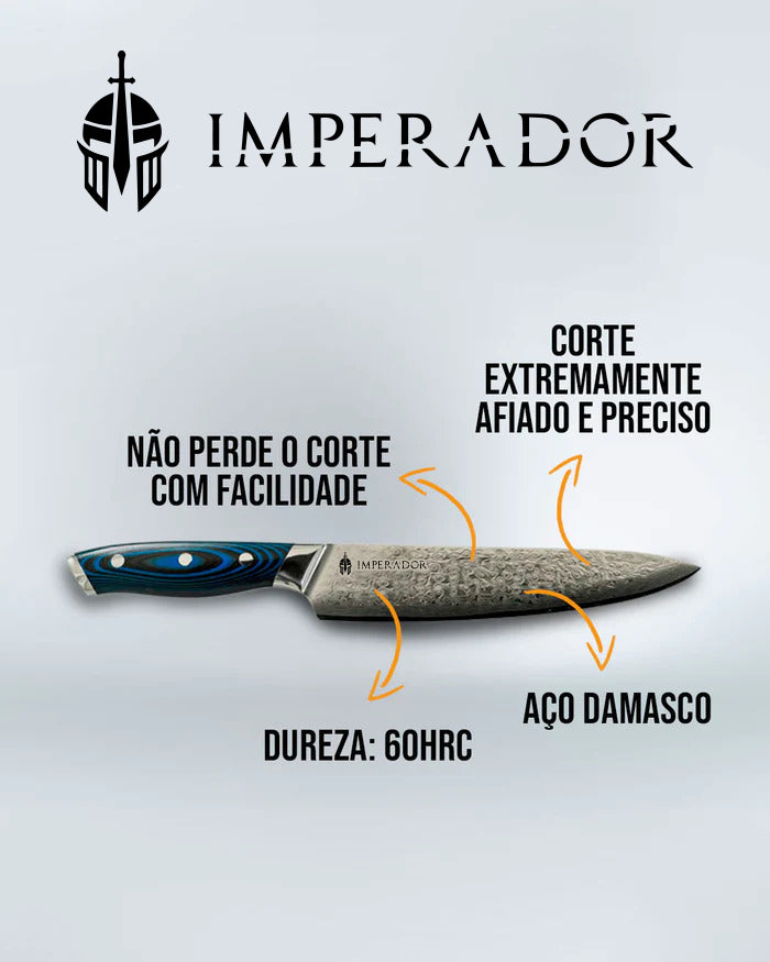 Faca Super Imperador - Aço Damasco 67 camadas