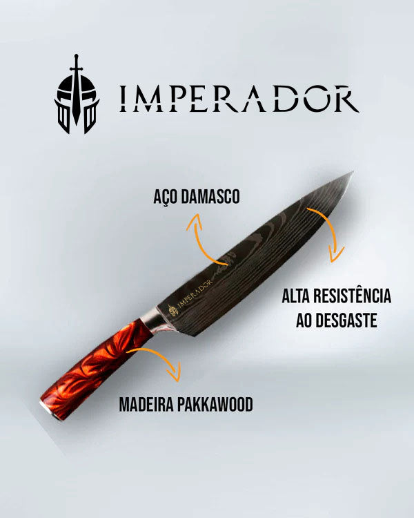 Kit Faca 8" Imperador del Fuego + Amolador de Facas Profissional 4 em 1