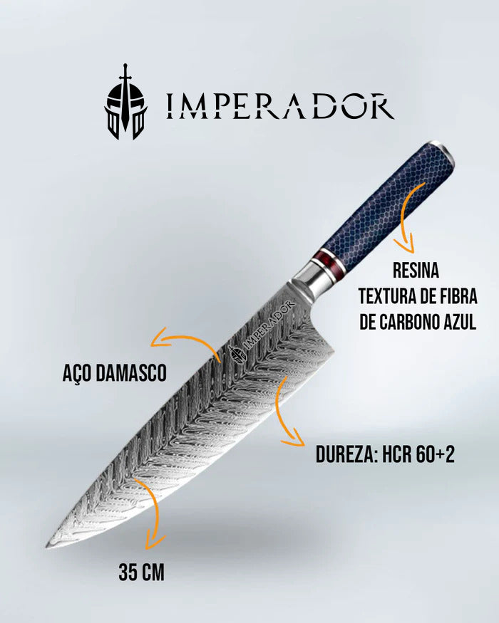 Faca Imperador Royal Blue + Amolador de Facas Profissional 4 em 1