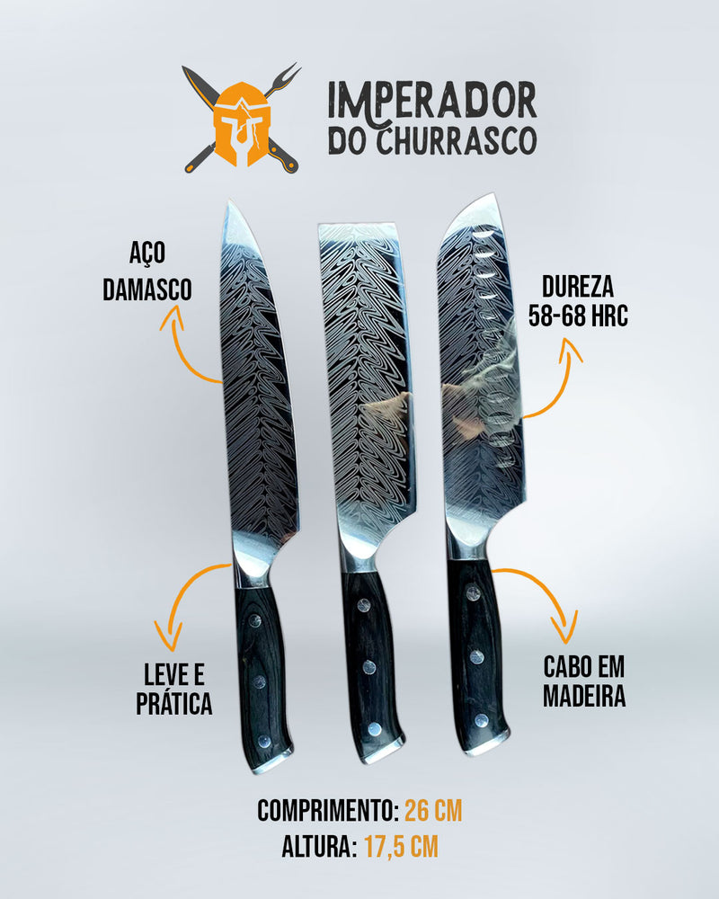 Kit Imperador do Churrasco Black + Amolador 4 em 1 Profissional